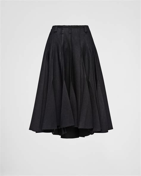 prada striped denim skirt|Prada black pleated skirt.